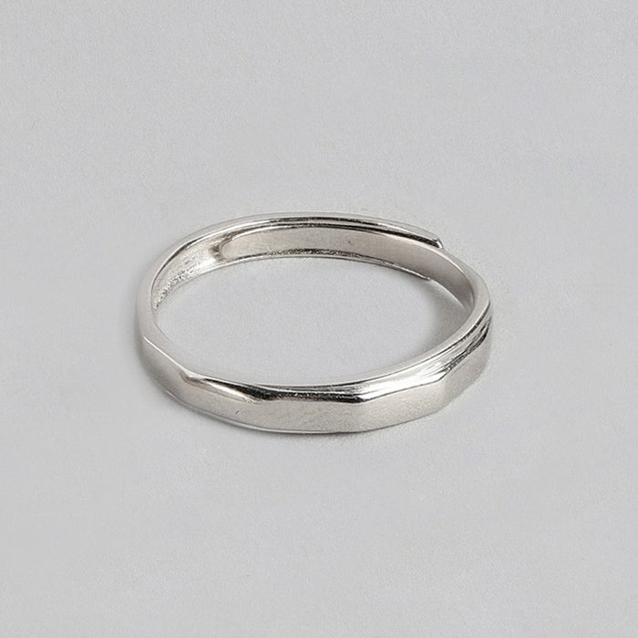 Enchanting Unity Rhodium-Plated 925 Sterling Silver Couple Ring (Adjustable)