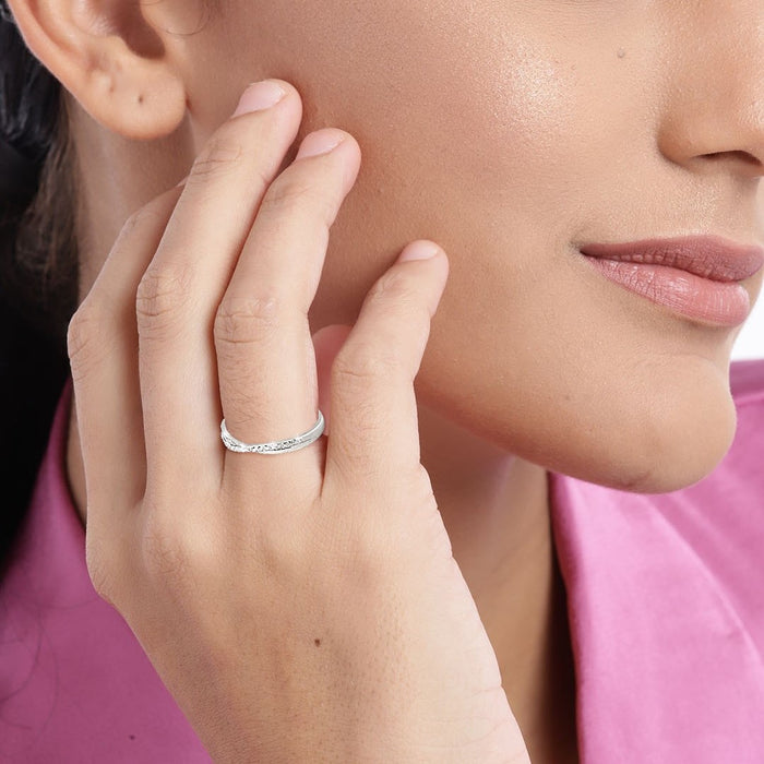 Endless Devotion Rhodium-Plated 925 Sterling Silver Couple Ring (Adjustable)