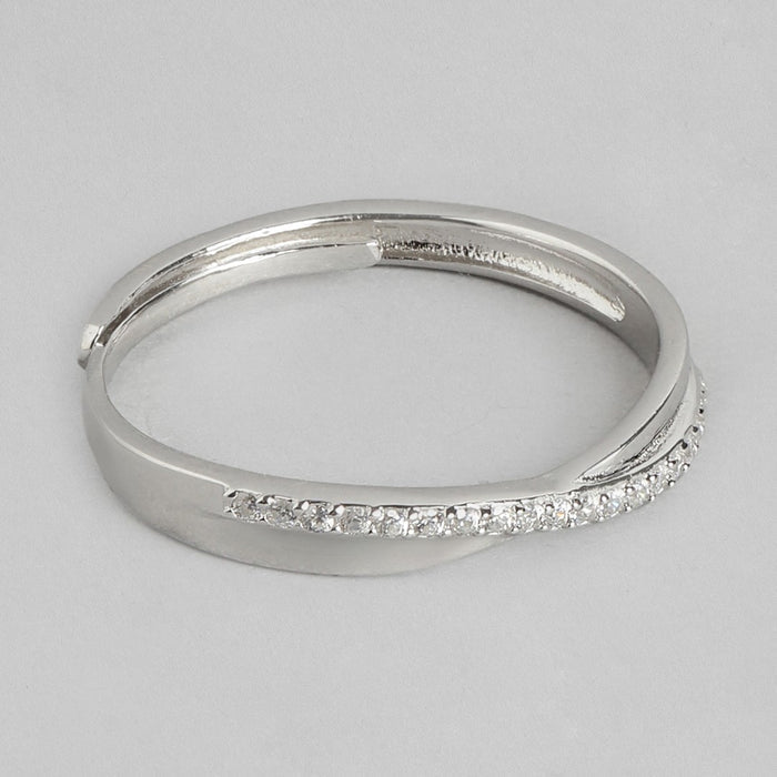 Endless Devotion Rhodium-Plated 925 Sterling Silver Couple Ring (Adjustable)