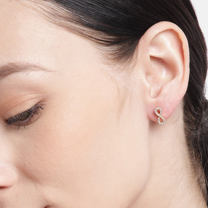 Endless Love Infinity 925 Sterling Silver Gold Plated Stud Earring