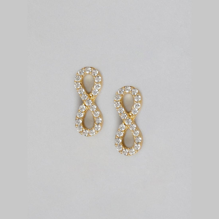 Endless Love Infinity 925 Sterling Silver Gold Plated Stud Earring