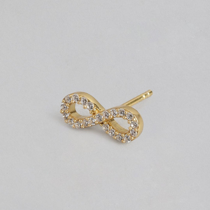 Endless Love Infinity 925 Sterling Silver Gold Plated Stud Earring