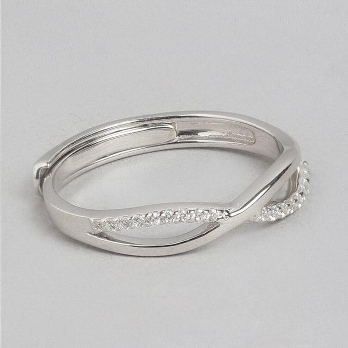 Endless Sparkle Rhodium-Plated 925 Sterling Silver Infinity Ring for Her (Adjustable)