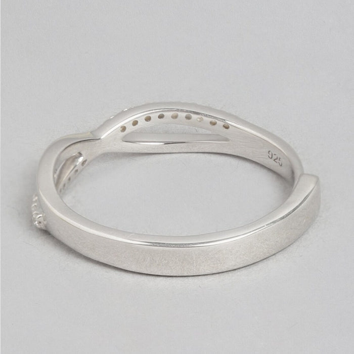 Endless Sparkle Rhodium-Plated 925 Sterling Silver Infinity Ring for Her (Adjustable)