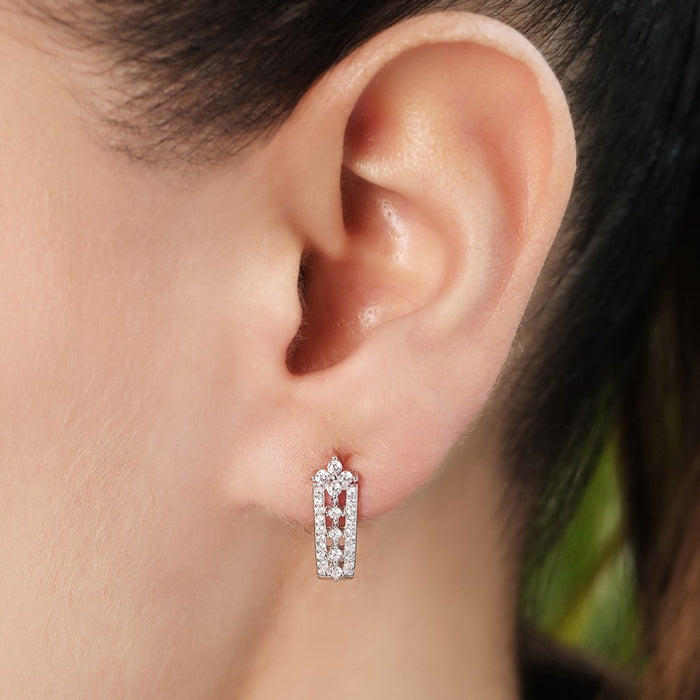 Enhanced Rhodium Plated CZ Floral 925 Sterling Silver Earrings