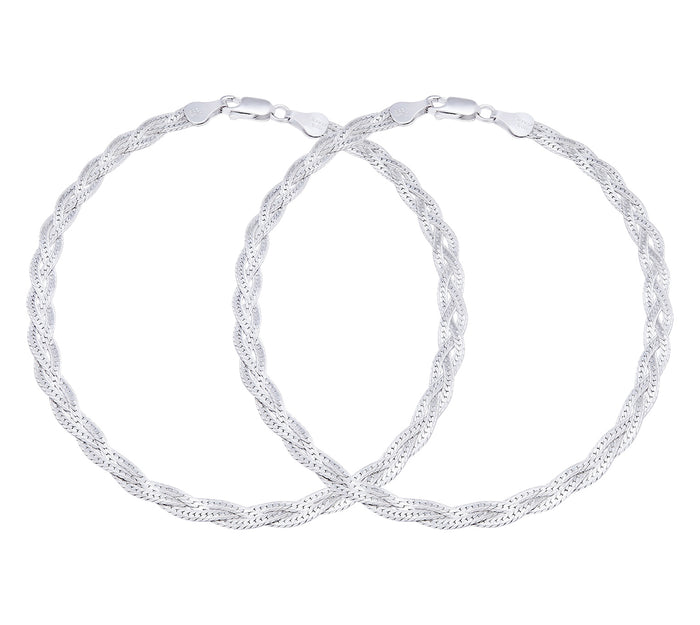 Two entangled braided 925 Sterling Silver anklets for women's jewellery – Zavya