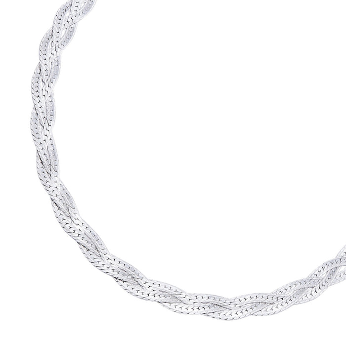 Entangled 925 Sterling Silver Anklet for women. Close-up of a braided chain. Silver jewelry – Zavya