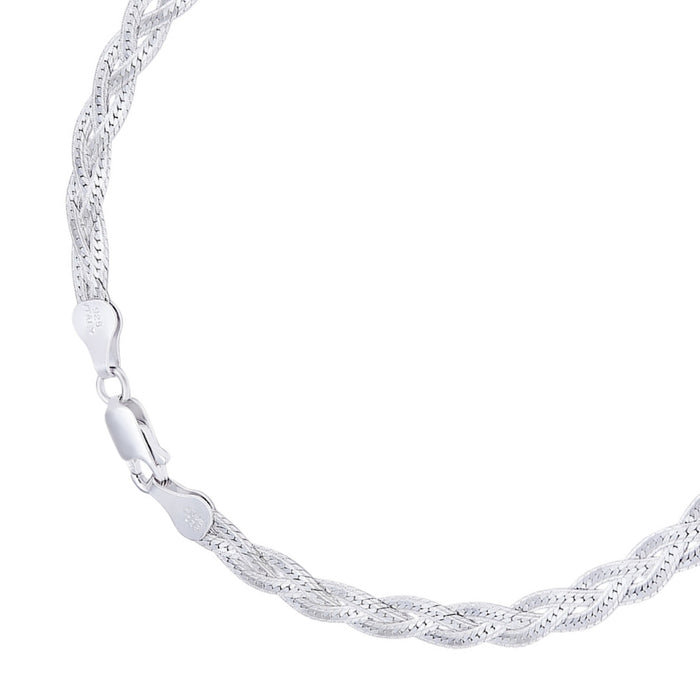 Entangled 925 Sterling Silver anklet for women. Braided chain jewellery with a lobster clasp – Zavya