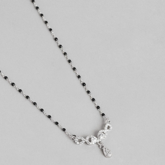 Entwined Eternity Rhodium-Plated 925 Sterling Silver CZ Dual Infinity Mangalsutra