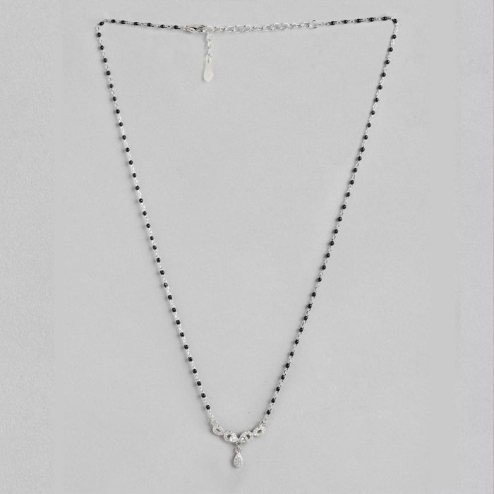 Entwined Eternity Rhodium-Plated 925 Sterling Silver CZ Dual Infinity Mangalsutra
