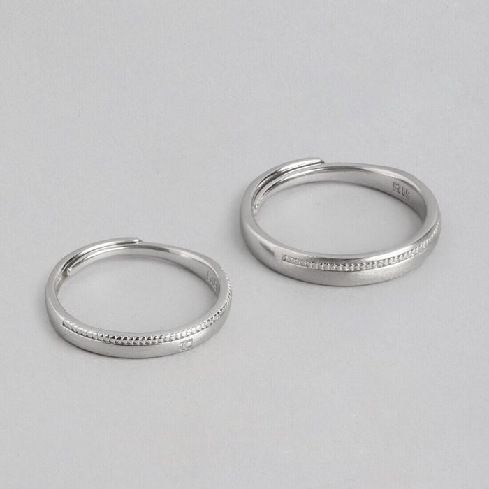 Eternal Bond 925 Sterling Silver Rhodium Plated Couple Ring (Adjustable)