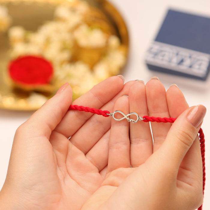 Eternal Bond Rhodium-Plated 925 Sterling Silver Bro Rakhi Combo