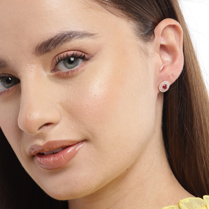Eternal Circle CZ Elegance Rose Gold-Plated 925 Sterling Silver Earrings