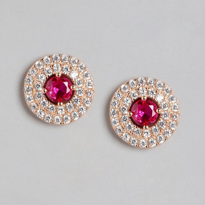 Eternal Circle CZ Elegance Rose Gold-Plated 925 Sterling Silver Earrings
