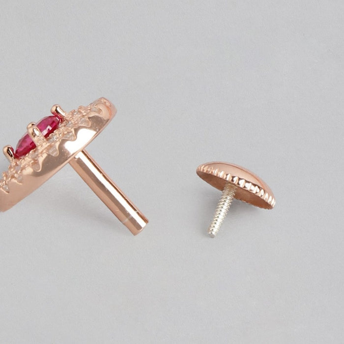 Eternal Circle CZ Elegance Rose Gold-Plated 925 Sterling Silver Earrings