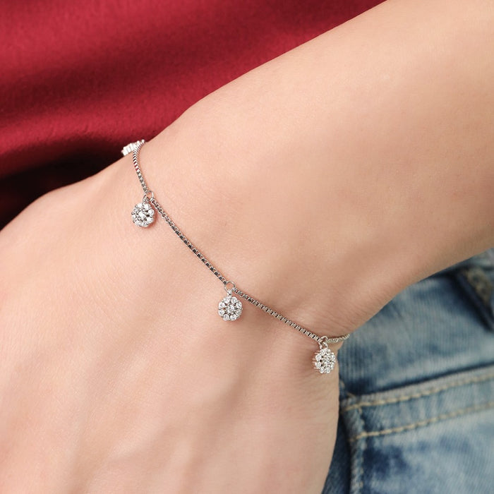 Eternal Circles 925 Sterling Silver Rhodium-Plated Circle Bracelet
