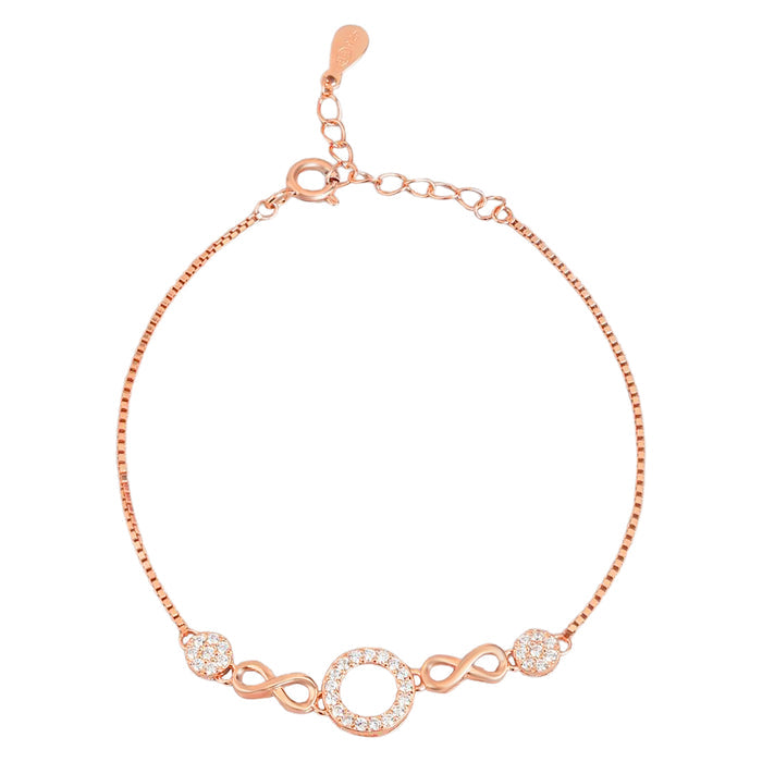 Eternal Circles CZ Rose Gold Plated 925 Silver Bracelet (Adjustable)
