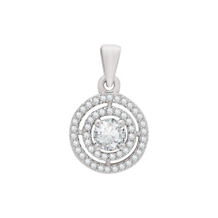 Eternal Circles Rhodium-Plated 925 Sterling Silver Pendant with Chain
