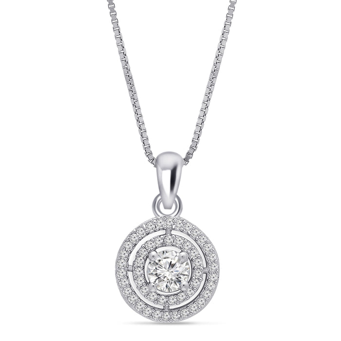 Eternal Circles Rhodium-Plated 925 Sterling Silver Pendant with Chain