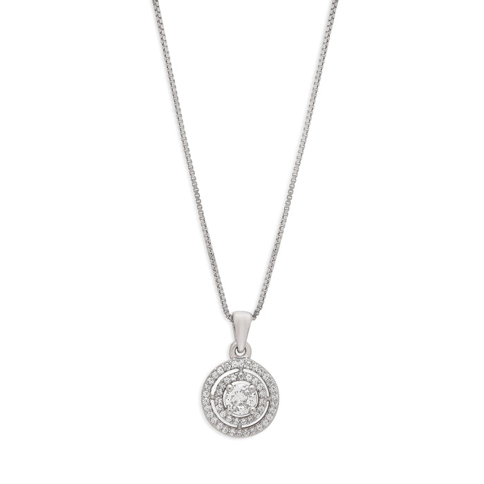 Eternal Circles Rhodium-Plated 925 Sterling Silver Pendant with Chain