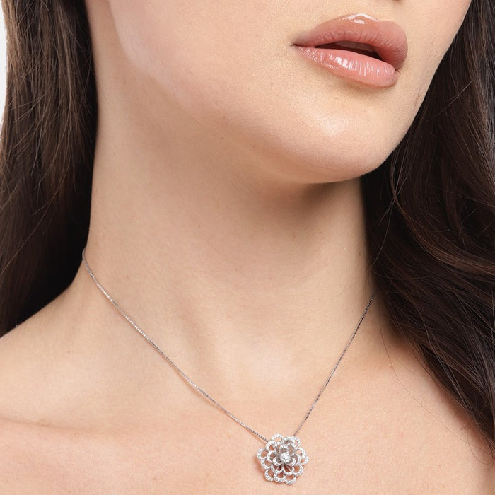 Eternal Elegance 925 Sterling Silver Rhodium Plated Pendant with Chain