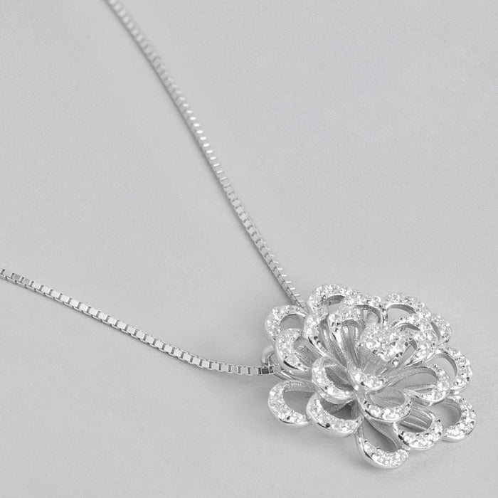 Eternal Elegance 925 Sterling Silver Rhodium Plated Pendant with Chain