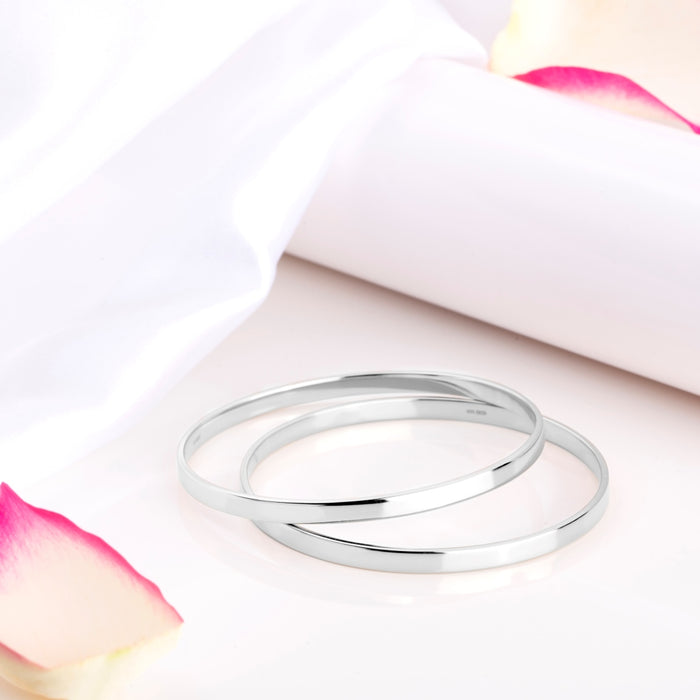 Eternal Elegance 925 Sterling Silver Rhodium-Plated Plain Bangle