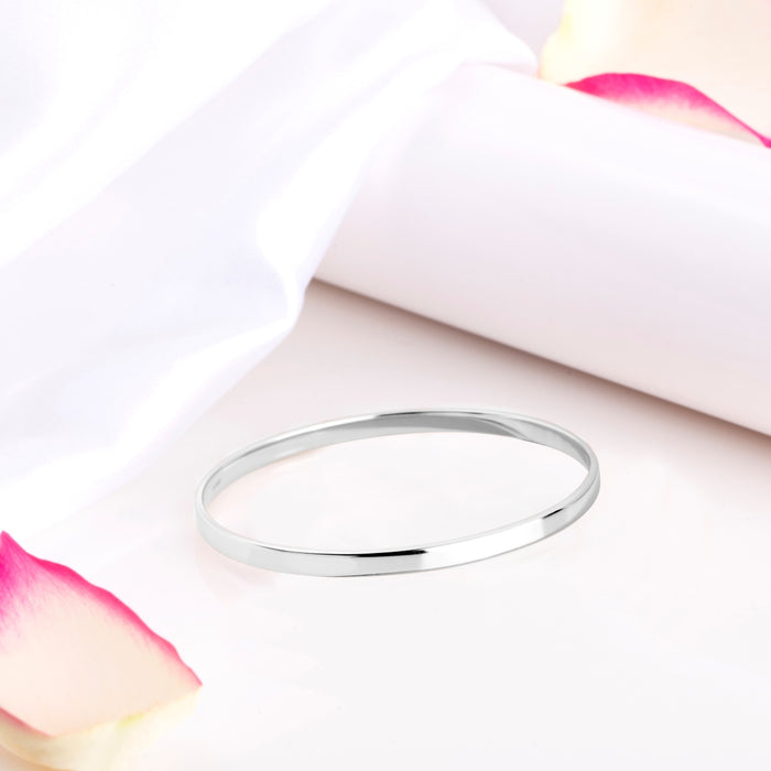Eternal Elegance 925 Sterling Silver Rhodium-Plated Plain Bangle