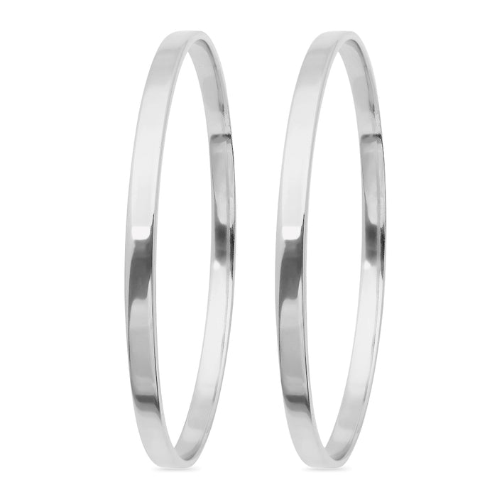 Eternal Elegance 925 Sterling Silver Rhodium-Plated Plain Bangle