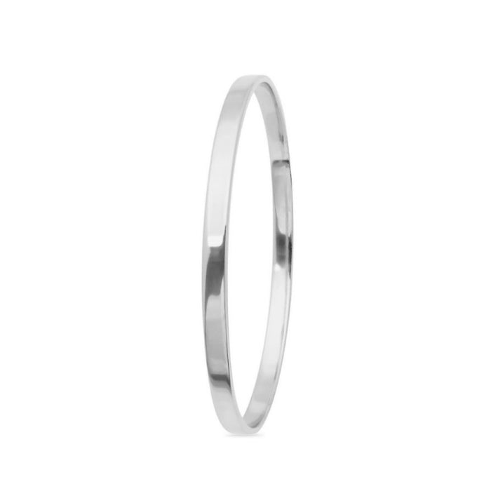 Eternal Elegance 925 Sterling Silver Rhodium-Plated Plain Bangle
