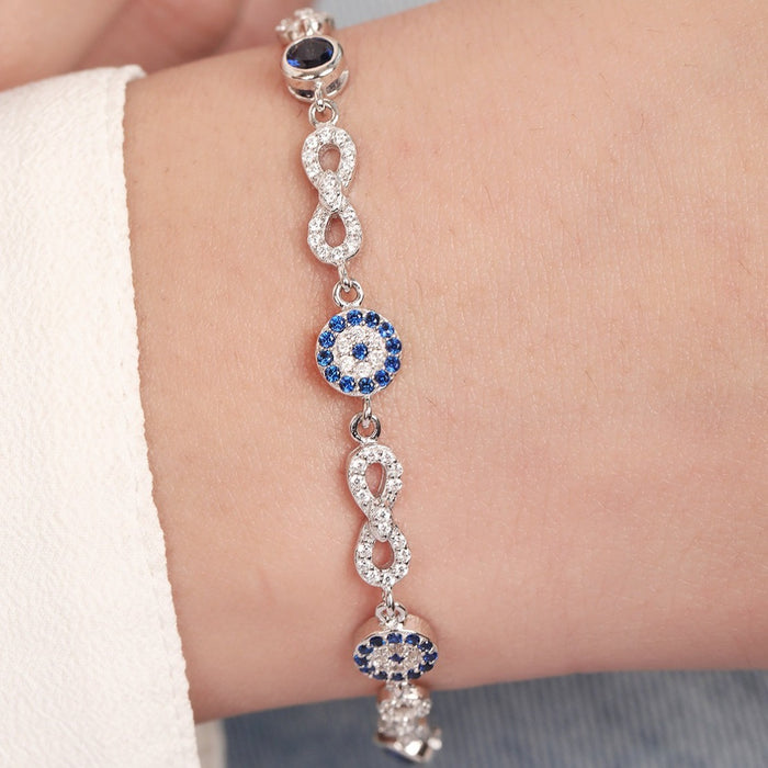 Eternal Elegance Cubic Sparkle Zirconia Rhodium-Plated Infinity Bracelet