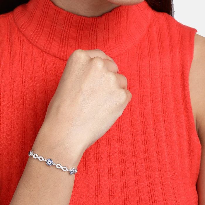 Eternal Elegance Cubic Sparkle Zirconia Rhodium-Plated Infinity Bracelet