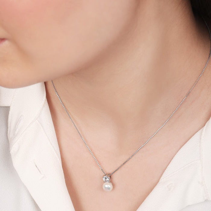 Eternal Elegance Rhodium-Plated 925 Sterling Silver Pendant with Chain