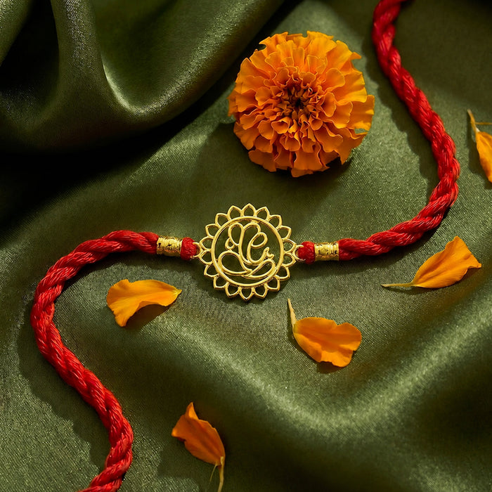 Eternal Ganesha Gold Plated Silver Rakhi x Bombay Shaving Perfume Gift Hamper