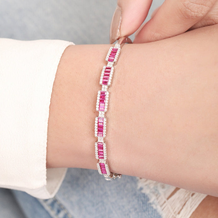 Eternal Glamour CZ Brilliance Rhodium-Plated 925 Sterling Silver Kada Bracelet