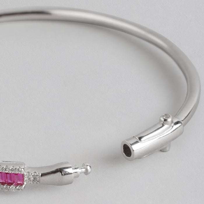 Eternal Glamour CZ Brilliance Rhodium-Plated 925 Sterling Silver Kada Bracelet