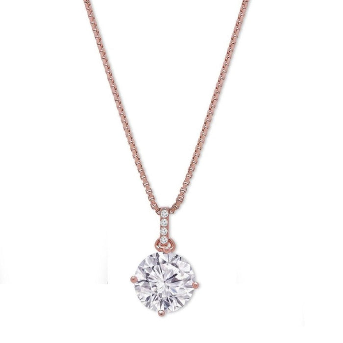 Eternal Harmony Solitaire Rose Gold-Plated Sterling Silver Circle Pendant with Chain