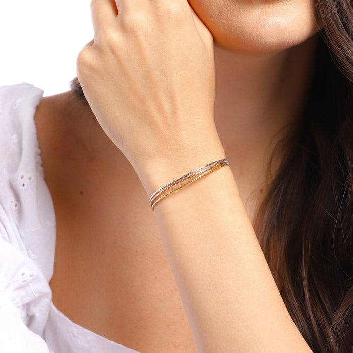 Eternal Harmony Triple Tone Layered Chain 925 Silver Bracelet