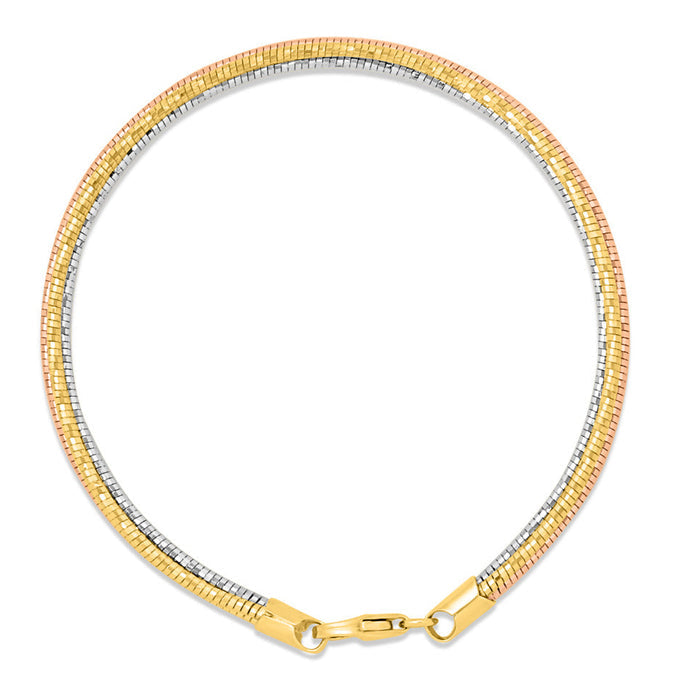 Eternal Harmony Triple Tone Layered Chain 925 Silver Bracelet