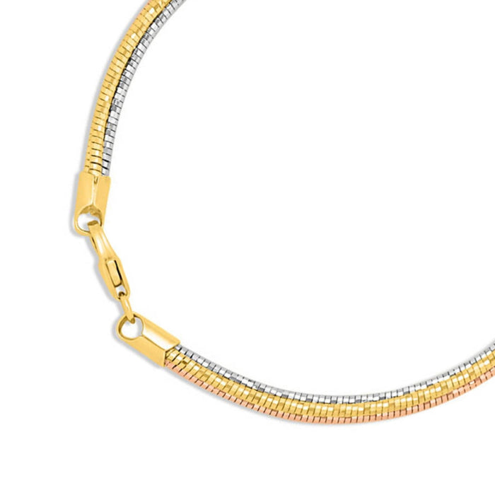 Eternal Harmony Triple Tone Layered Chain 925 Silver Bracelet