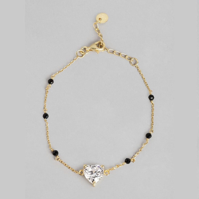 Eternal Hearts Gold-Plated 925 Sterling Silver Beaded CZ Bracelet