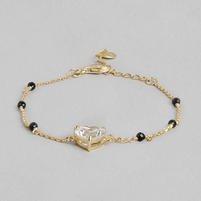 Eternal Hearts Gold-Plated 925 Sterling Silver Beaded CZ Bracelet