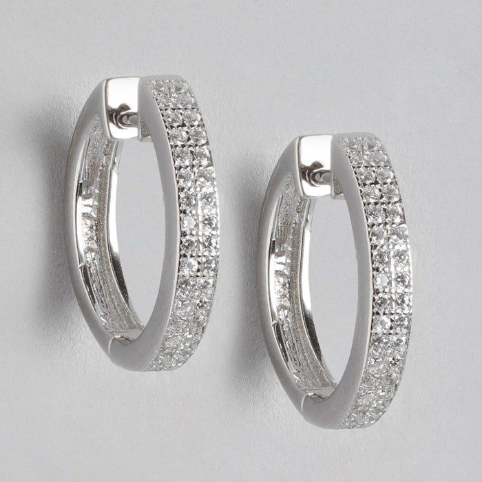 Eternal Hoop CZ Radiance Rhodium-Plated 925 Sterling Silver Earrings