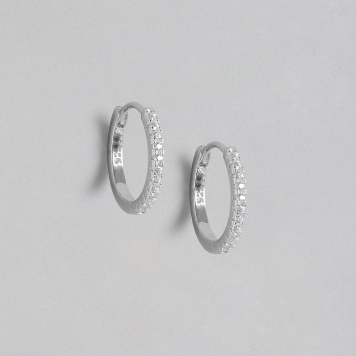 Eternal Hoop One Line CZ Radiance Rhodium-Plated Earrings