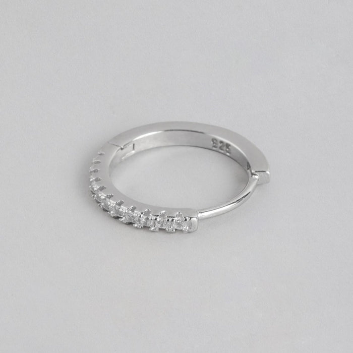 Eternal Hoop One Line CZ Radiance Rhodium-Plated Earrings