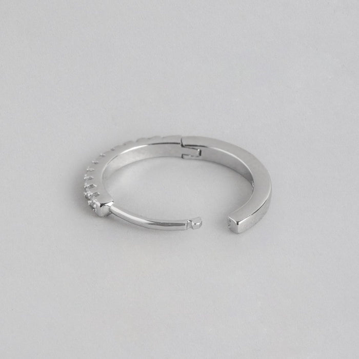 Eternal Hoop One Line CZ Radiance Rhodium-Plated Earrings