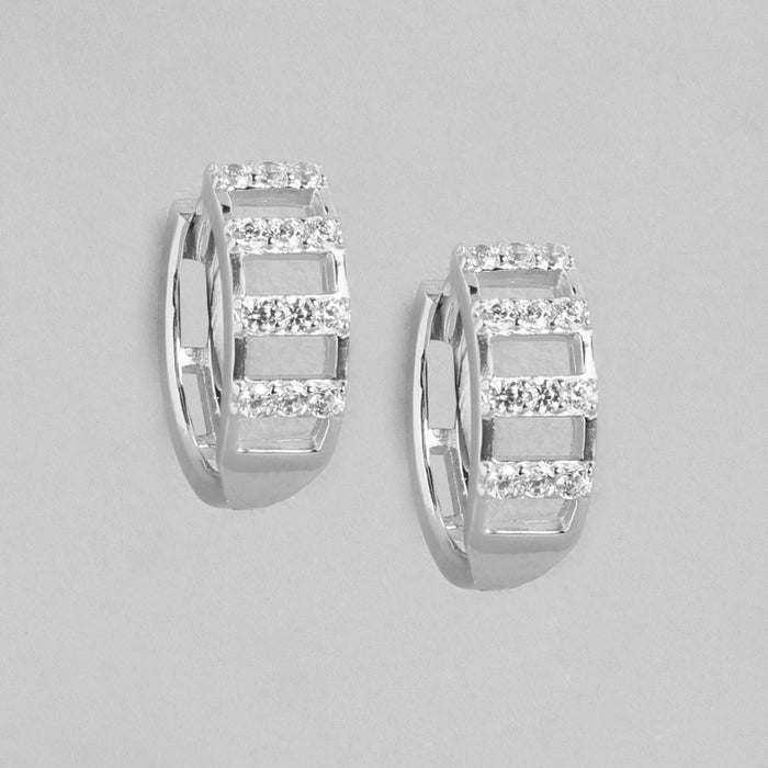Eternal Hoop Radiance Rhodium-Plated 925 Sterling Silver Earrings