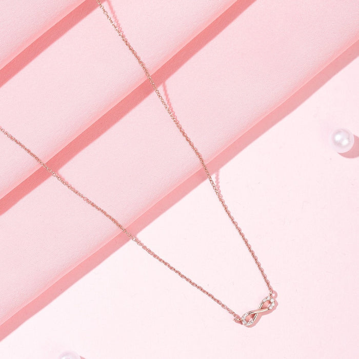 Eternal Infinity CZ Glow Rose Gold Plated 925 Silver Necklace