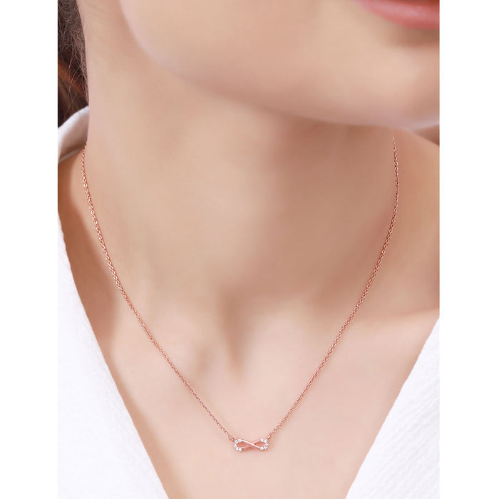 Eternal Infinity CZ Glow Rose Gold Plated 925 Silver Necklace