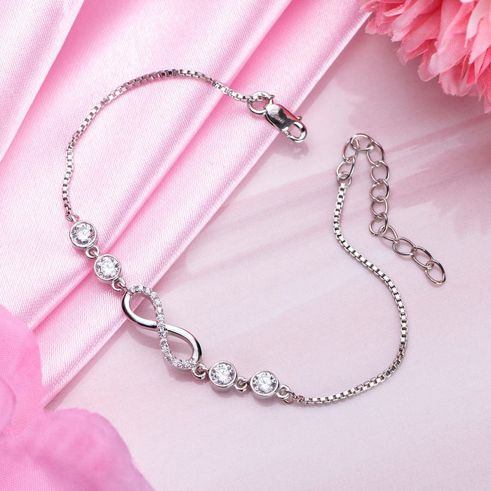 925 Sterling Silver Eternal Infinity-Harmony Rhodium-Infused 925 Sterling Silver Bracelet for Women – Zavya
